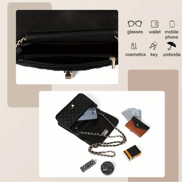 Elegant Black Quilted Chain Bag - Picture 5 of 6